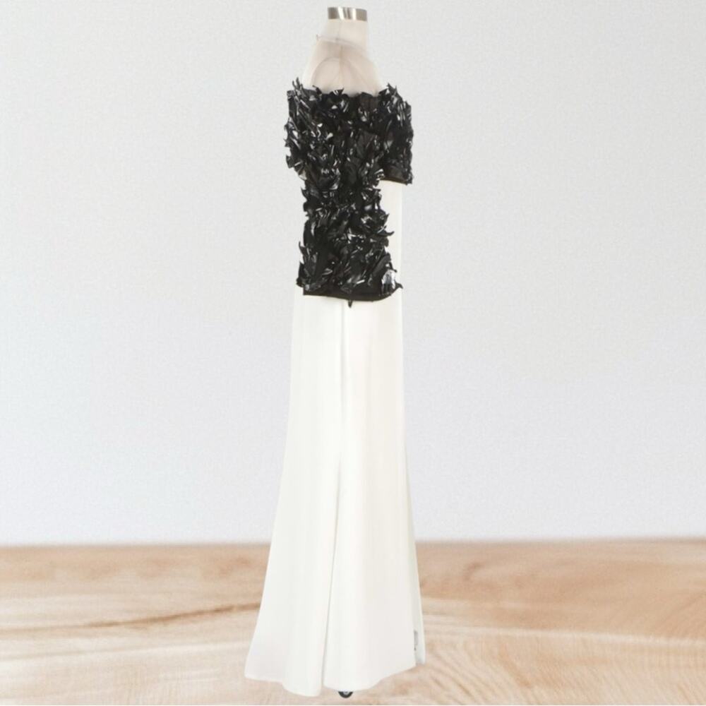 Isabel Sanchis Berceto Ruffle Mermaid Dress Size 10 Black / White - Picture 6 of 8
